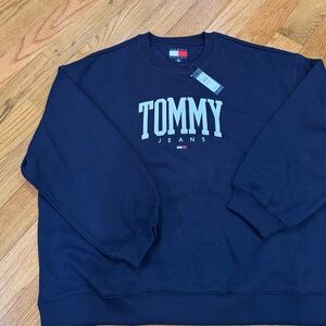Tommy jeans women oversized pullover fleece long sleeve crew neck XL